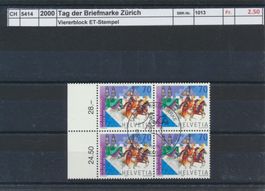 2000 "Tag der Briefmarke Zürich", Viererblock, ET - Stempel