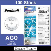 Eunicell AG0, LR521, SR63,379 Knopfzellenbatterie - 100 Stk.