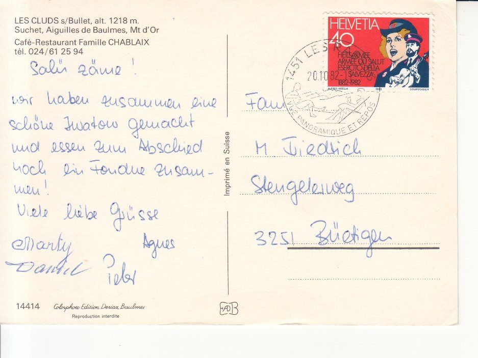 Cartoline postali: Les Cluds 1982 – Usato da Bürglen TG venduto da StampGraf 1