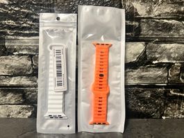 Armband Apple Watch Silikon Orange Weiss 42/44/45/49mm
