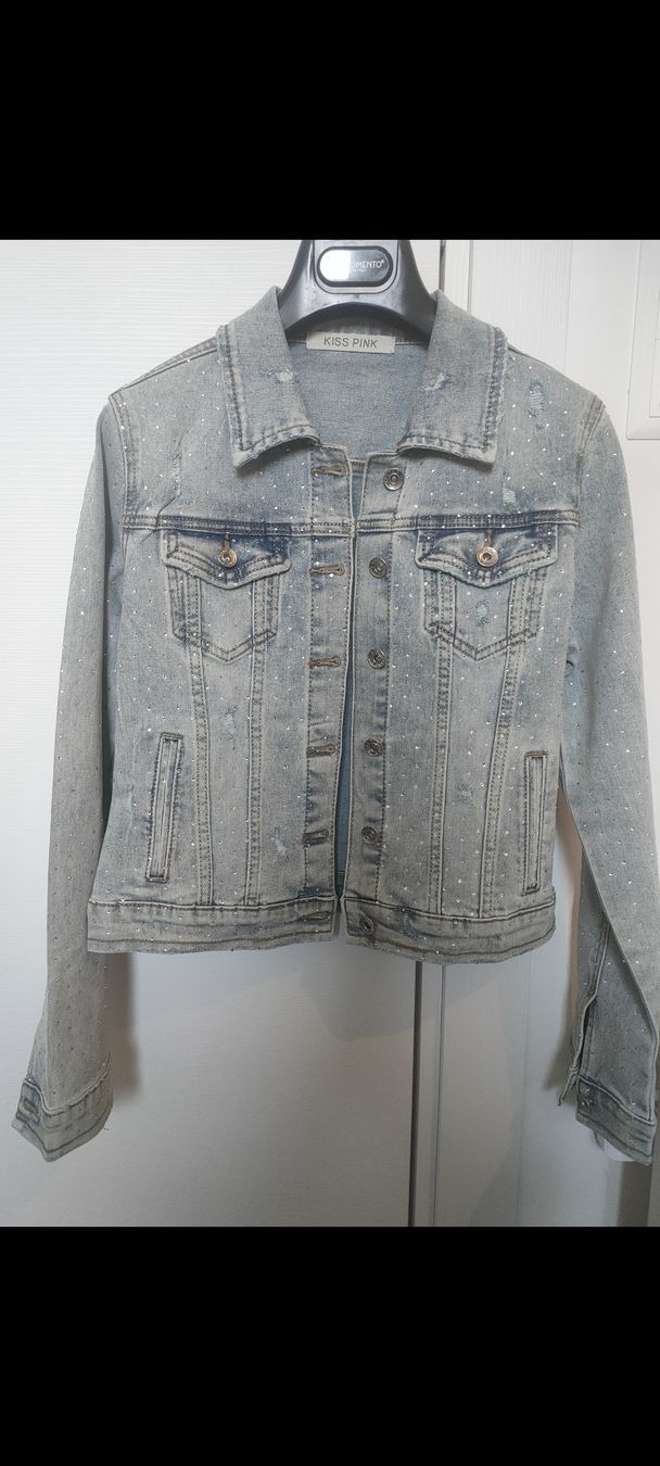 Jacken: Giacca jeans con strass – Neu (gemäss Beschreibung) aus Riva San Vitale von EsseBi81