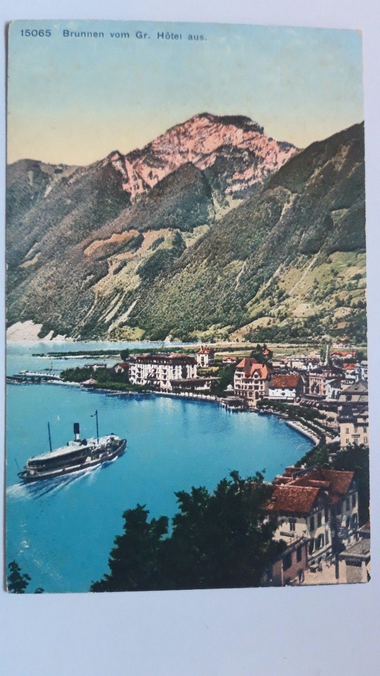 Cartoline postali: Brunnen vom Gr. Hotel aus – Usato da Sargans venduto da nicsam1815