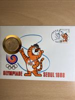 Olympia Seoul 1988 Gedenkset Münze Briefmarke Original