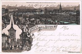 Gruss aus Bern, Litho, gelaufen 1897 !!