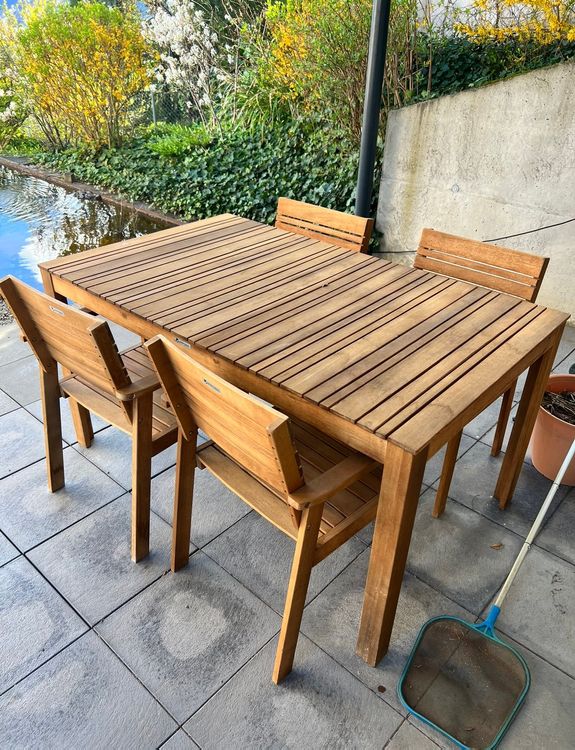 Gartentisch mit Stühlen aus Holz Kaufen auf Ricardo