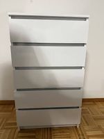 Moderne 5-teilige Kommode in Hochglanz weiss