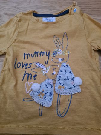 Langarmshirt Mädchen Grösse 80 senfgelb mit Hasenmotiv
