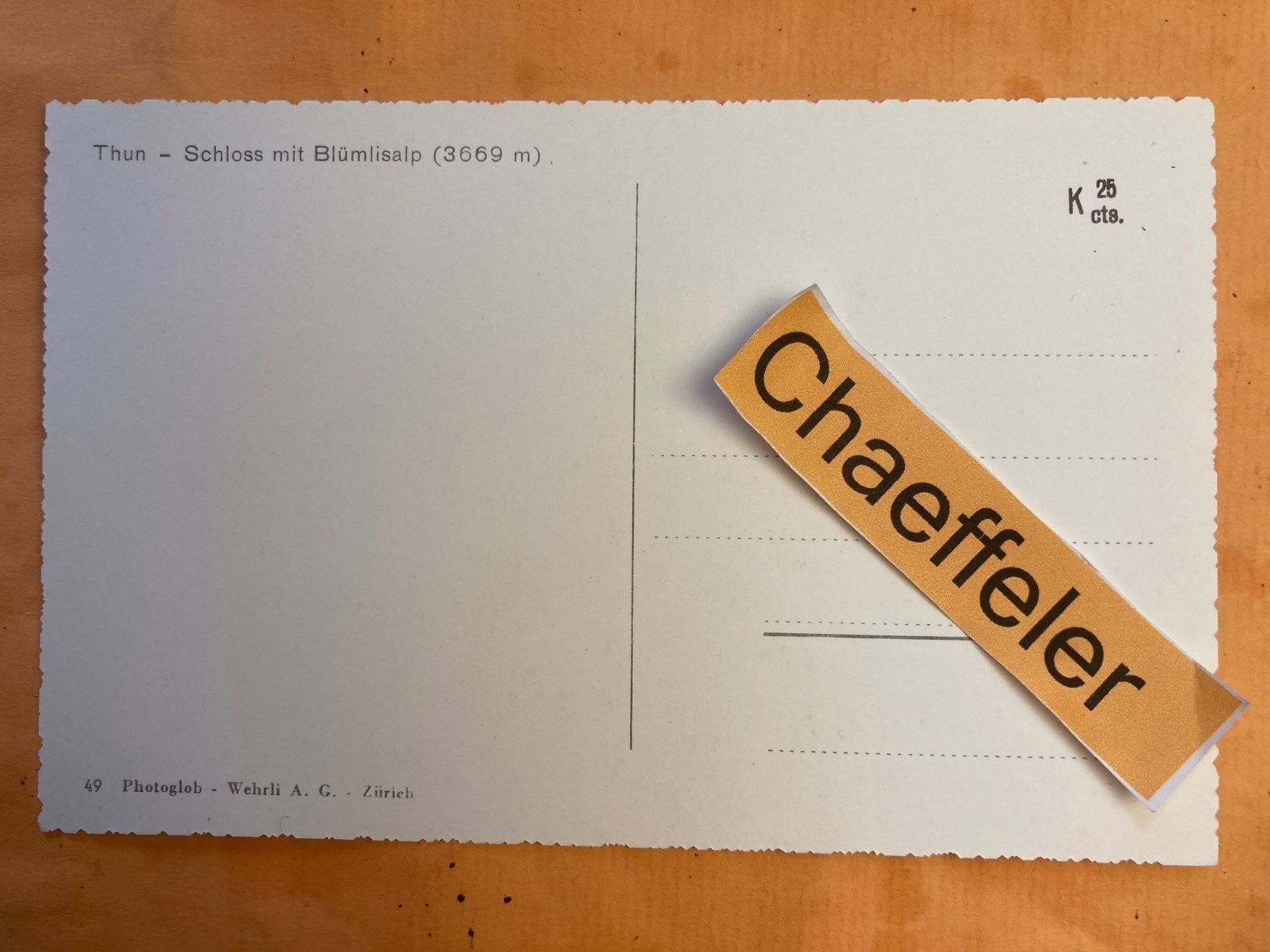 Cartoline postali: Thun - Schloss und Blümlisalp – Usato da Zürich venduto da Chaeffeler 1
