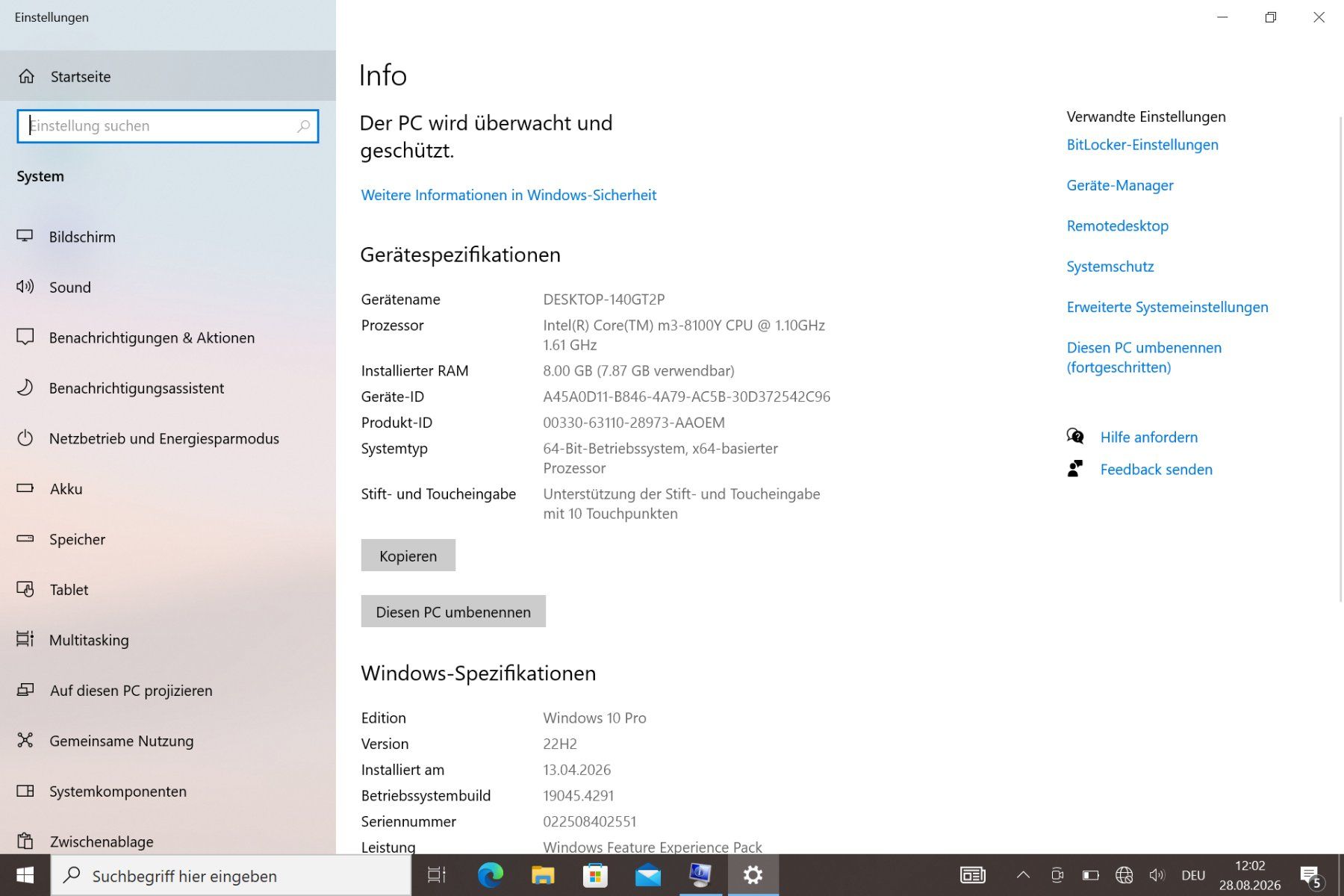Microsoft Tablet PC: Microsoft Surface Go 2 / 8GB / 128GB + Type Cover, Dock, Pen – Gebraucht aus Sachseln von Grogettli 3