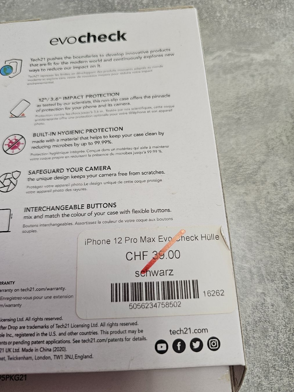 Apple Cover & Protezioni schermo: Neuwertige Tech21 EvoCheck iPhone Hülle 6.7" - Top Schutz – Nuovo e nell'imballaggio originale da Herzogenbuchsee venduto da tgi_rln7 3