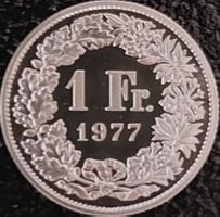 1 Franken 1977 pp / aus Münzsatz / in einer Münzkapsel