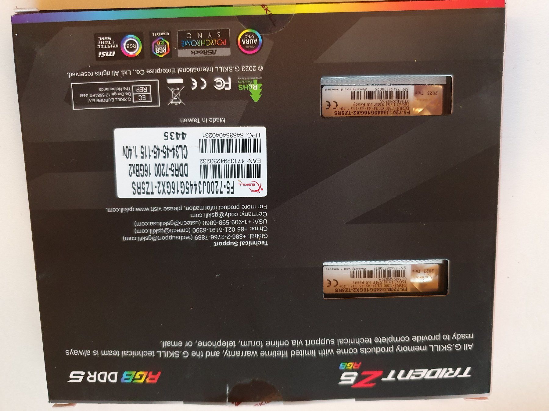 RAM G.Skill Trident Z5 2x16Gb RGB DDR5 7200Mhz CL34 White (Neu und ...