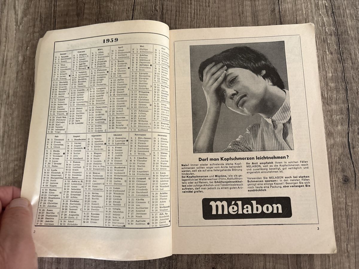 Zeitschriften & Magazine: Schweizerischer Blindenfreund Kalender 1959 – Gebraucht aus Schaffhausen von Reporter 2