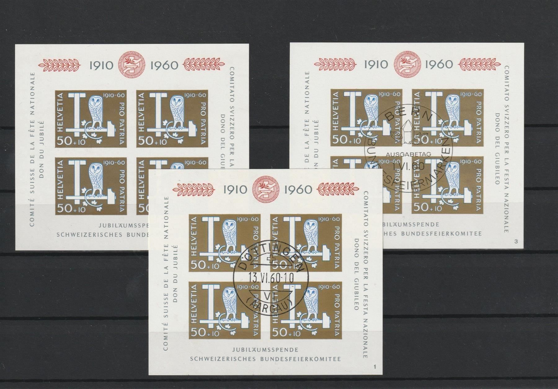 Tutti i francobolli: 1960 Jubiläumsblock Postfrisch/ET/gestem – Usato da Spiez venduto da Crazyduck