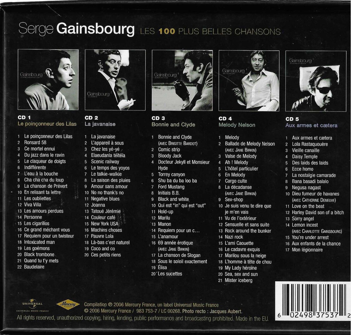 CD: Gainsbourg 5 CD's Box Set - Les cent plus belles chansons – Usato da Savagnier venduto da Ne2065 1