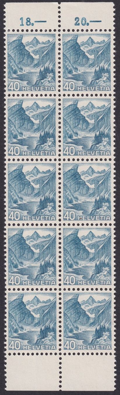 Tutti i francobolli: 1948, Nr.290 im 10er-Bogen postfrisch ** Kat: 450.- – Usato da Sursee venduto da Luzernerraute