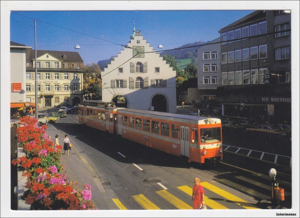 Cartoline postali: St. Gallen // Bohl Trogener Bahn 1970 // Triebwagen – Usato da Basel venduto da intermezzo12
