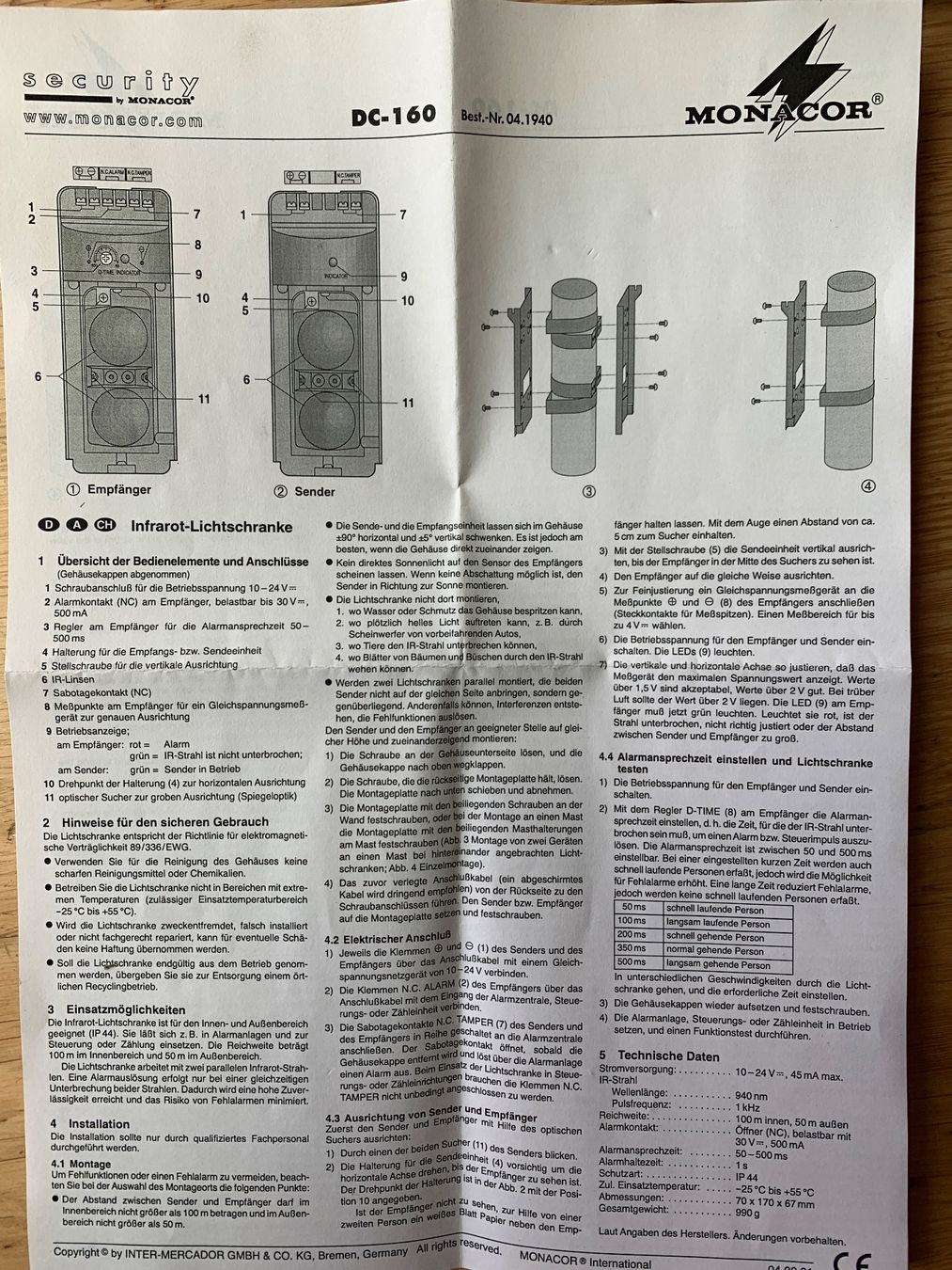 Componenti elettronici: Monacor DC-160 Infrarot Lichtschranke, neu – Usato da Wildegg venduto da Elefant42 2