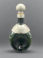 Antique Green Glass Bottle with Pewter Stopper. Charm!
