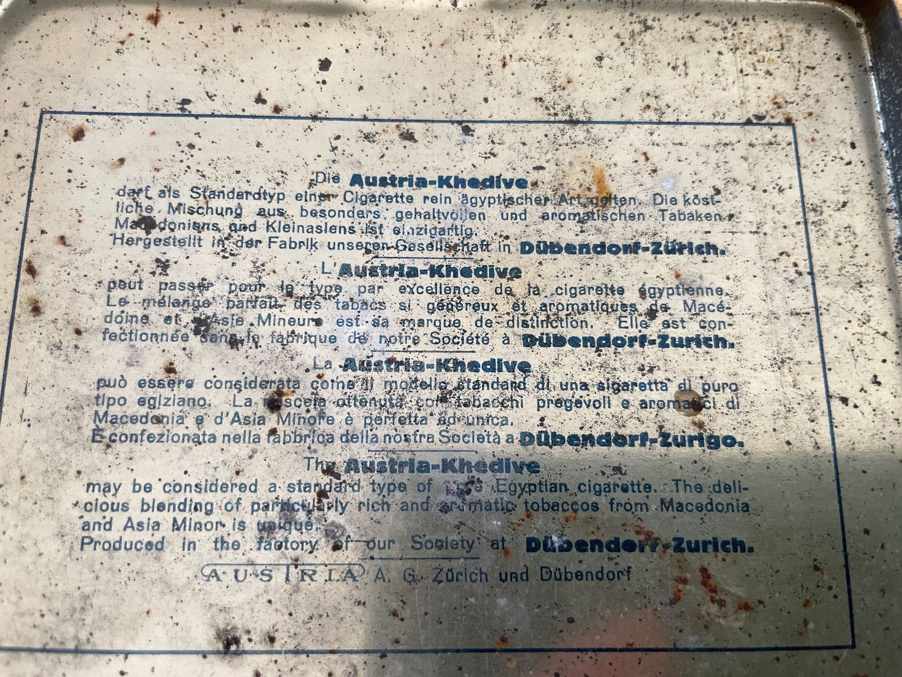Barattoli: Antike Blechdose Austria-Khedive Zigaretten – Usato da Winterthur venduto da cheerio97 4