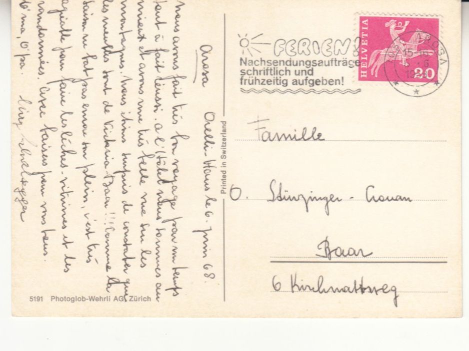Cartes postales: Arosa 1968 – D'occasion à Bürglen TG par StampGraf 1
