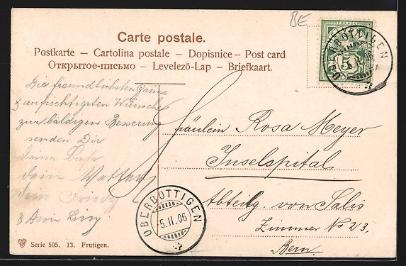 Cartoline postali: AK Frutigen, Panorama mit Kirche, 1906 – Usato da Berlin venduto da bartko-reher 1