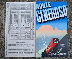 Historischer Prospekt Monte Generoso von 1939 mit Fahrplan