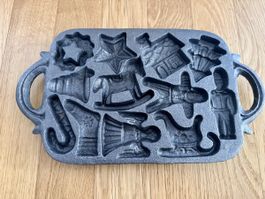Vintage Guetzli-/Keks-/Weihnachtsform aus massivem Gusseisen