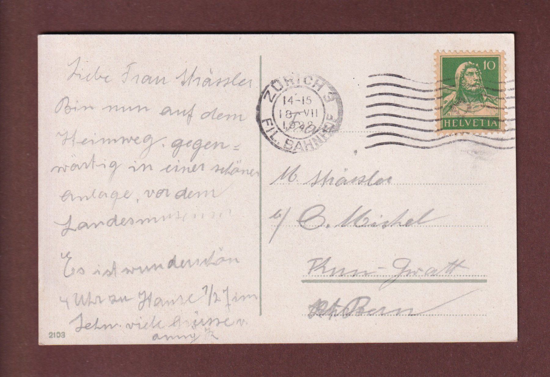 Ansichtskarten: ZÜRICH - Alpenquai - 1922 – Gebraucht aus Pully von nicecards-shop 1