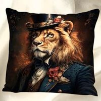 🦁  Löwe-Aristokrat Kissenbezug – Königlicher Charme ✨🛋️