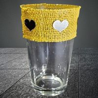 💝 Vintage Windlicht Herz Jute Boho Shabby Chic Glas 💛💝