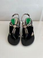 Schwarze Sandaletten Gr. 40 mit Strass - Sommer-Schick!