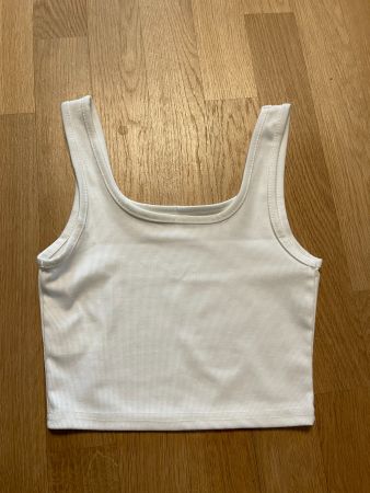 Weisses Top, Feinripp Baumwolle, Grösse S/36