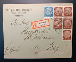 DEUTSCHES REICH, R - BRIEF, WEIPERT - TSCHECHOSLOWAKEI 1938