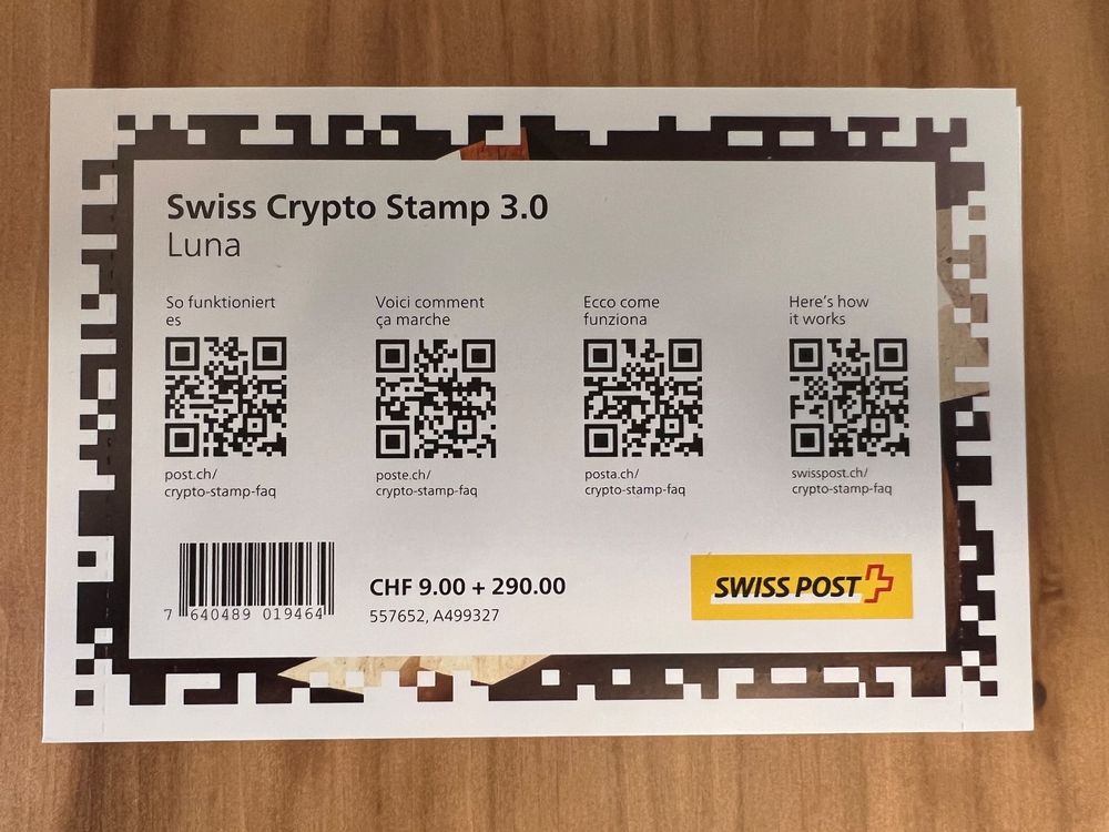 Swiss Crypto Stamp 3.0 Token ID 10 Luna | Kaufen auf Ricardo