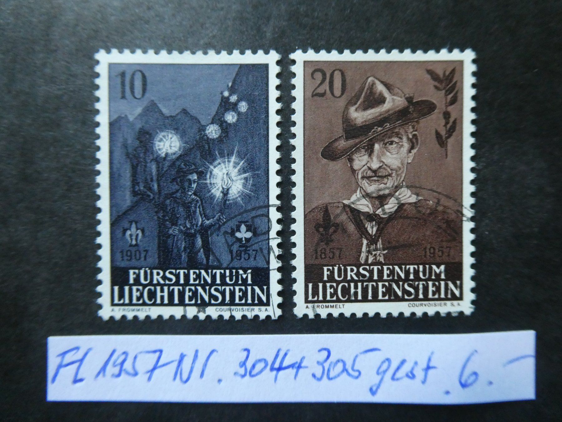Tutti i francobolli: FL 1957 Nr. 304+305 gestempelt – Usato da Lausen venduto da Herbamare01