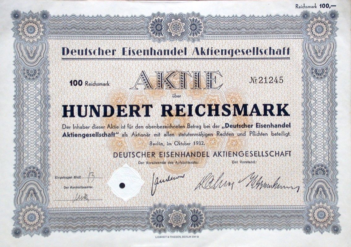 Dokumente: Deutscher Eisenhandel AG, Berlin - 1932 – Gebraucht aus Solothurn von Sgasche