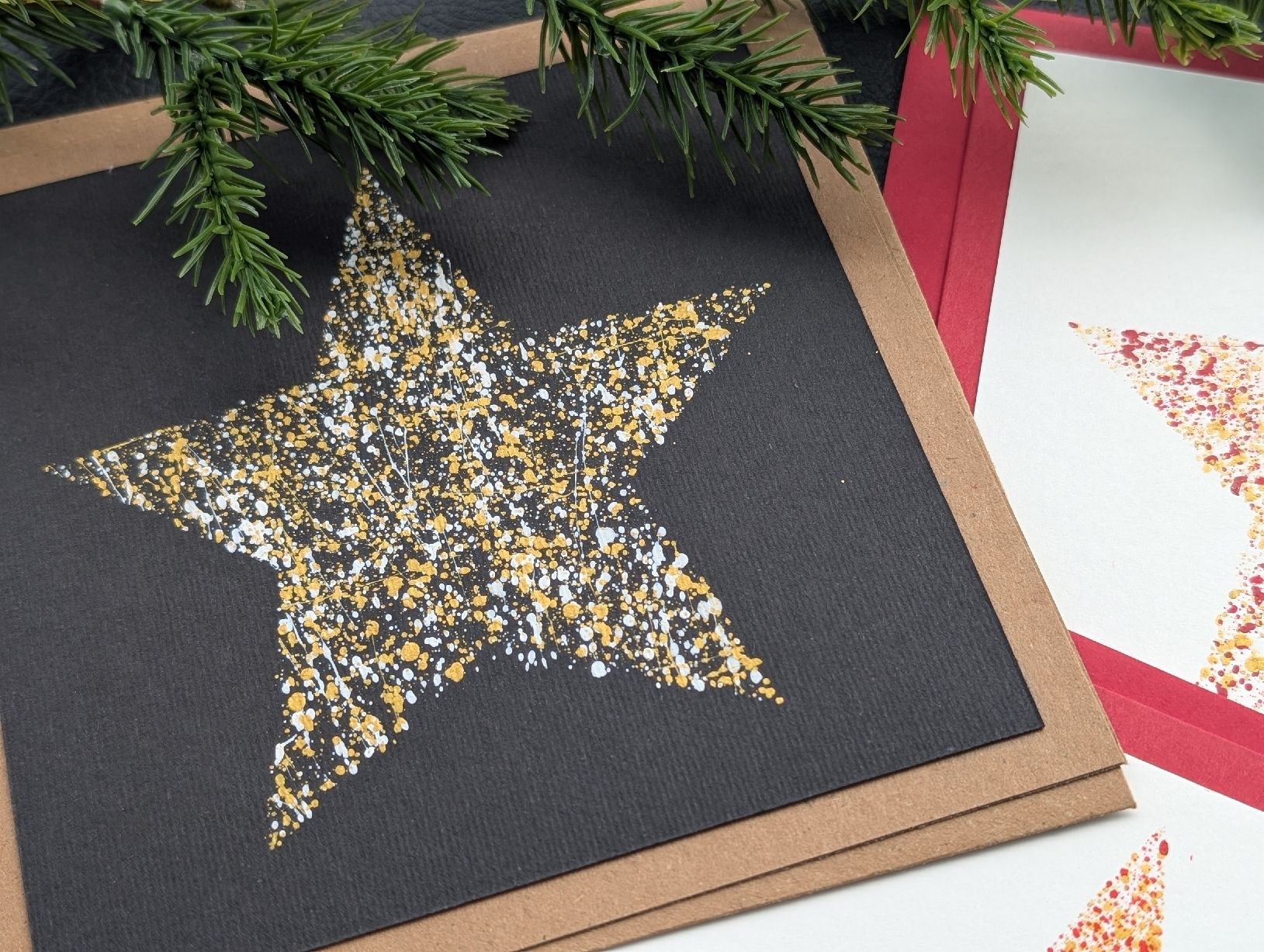Cartoline: 3er Set Handbemalte Weihnachtskarten  – Nuovo e nell'imballaggio originale da Winterthur venduto da LaVieColor 3