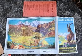 1955 Prospekt Harder-Bahn /Interlaken–Harder Kulm &Gutschein