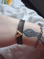 Louis Vuitton Armband Leder V-Logo braun Gold Top Zustand