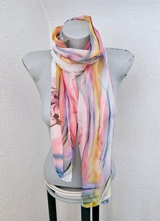 NEU! schöner Schal / Foulard Pastell "Pfingstrose"