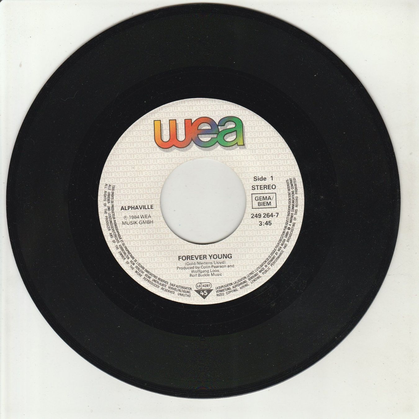 Dischi in vinile: Alphaville - Forever Young 7" Vinyl 1984 – Usato da Tübach venduto da JamesStone 2