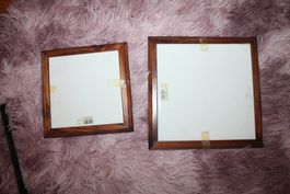 2er Set Wanddeko Holzrahmen mit Keramikfliesen, Vintage