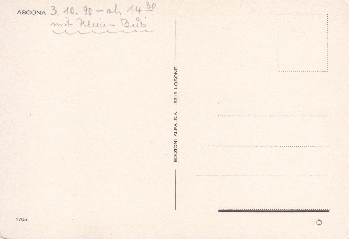 Cartoline postali: Ascona 1990 – Usato da Bürglen TG venduto da StampGraf 1