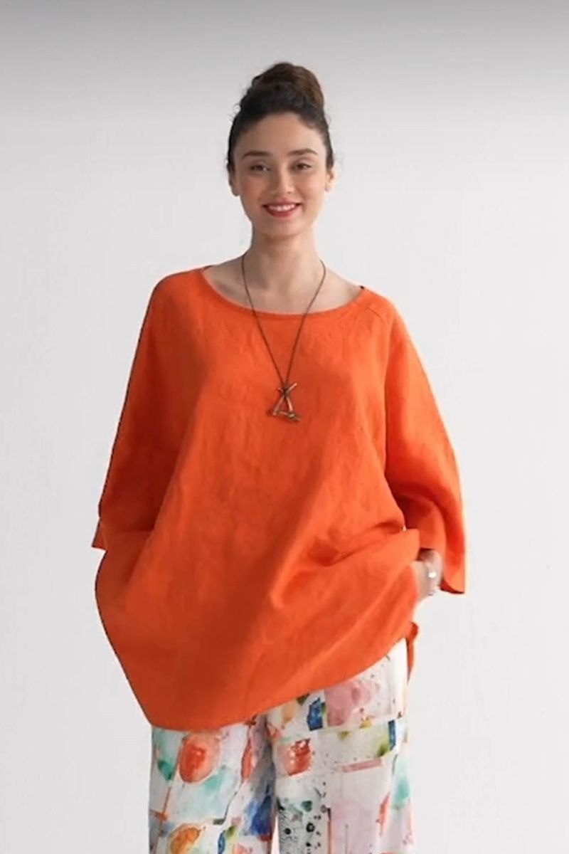 Luukaa Tuniken: LUUKAA Rust Orange Tunique 100% Lin Taille 40/42, SS2026 – Neu und originalverpackt aus Morges von sandy069 8