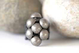 🟢 pièce unique bague fantaisie noir métal  Handmade Ring 55