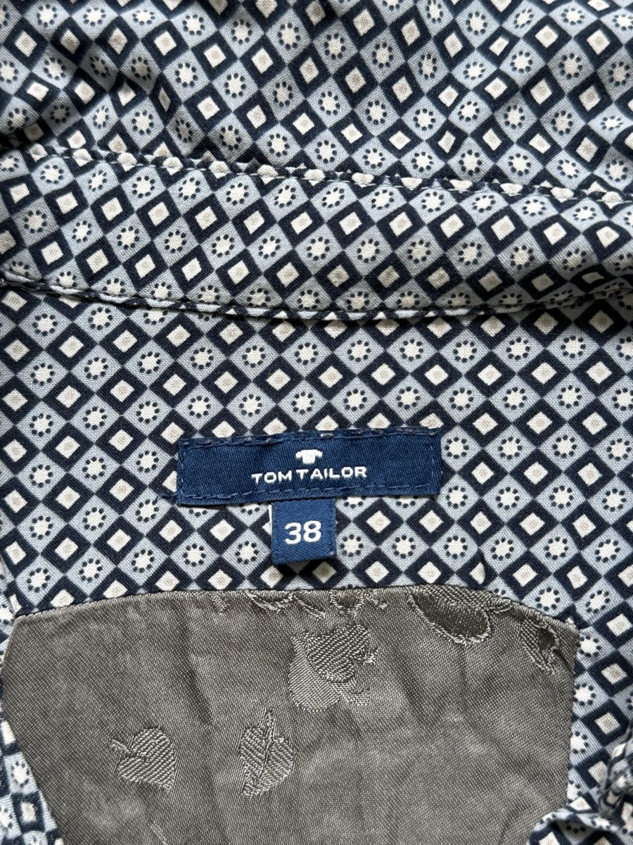 Tom Tailor Camicette: Tom Tailor blouse Shirt, Size 38, Blue Geometric Pattern – Usato da Horgen venduto da thesilverarrow 1