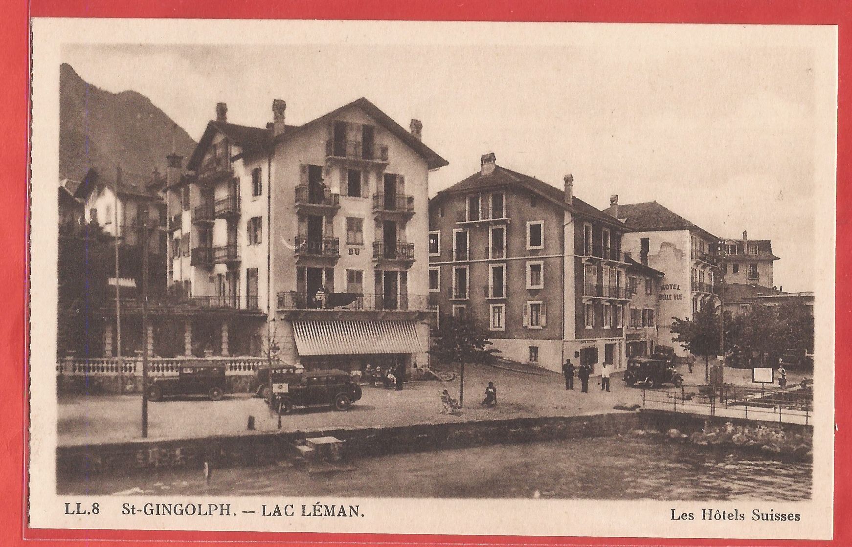 Cartoline postali: St. Gingolph - Les Hôtels Suisse - Oldtimer - ca. 1925 – Usato da Fislisbach venduto da Porano