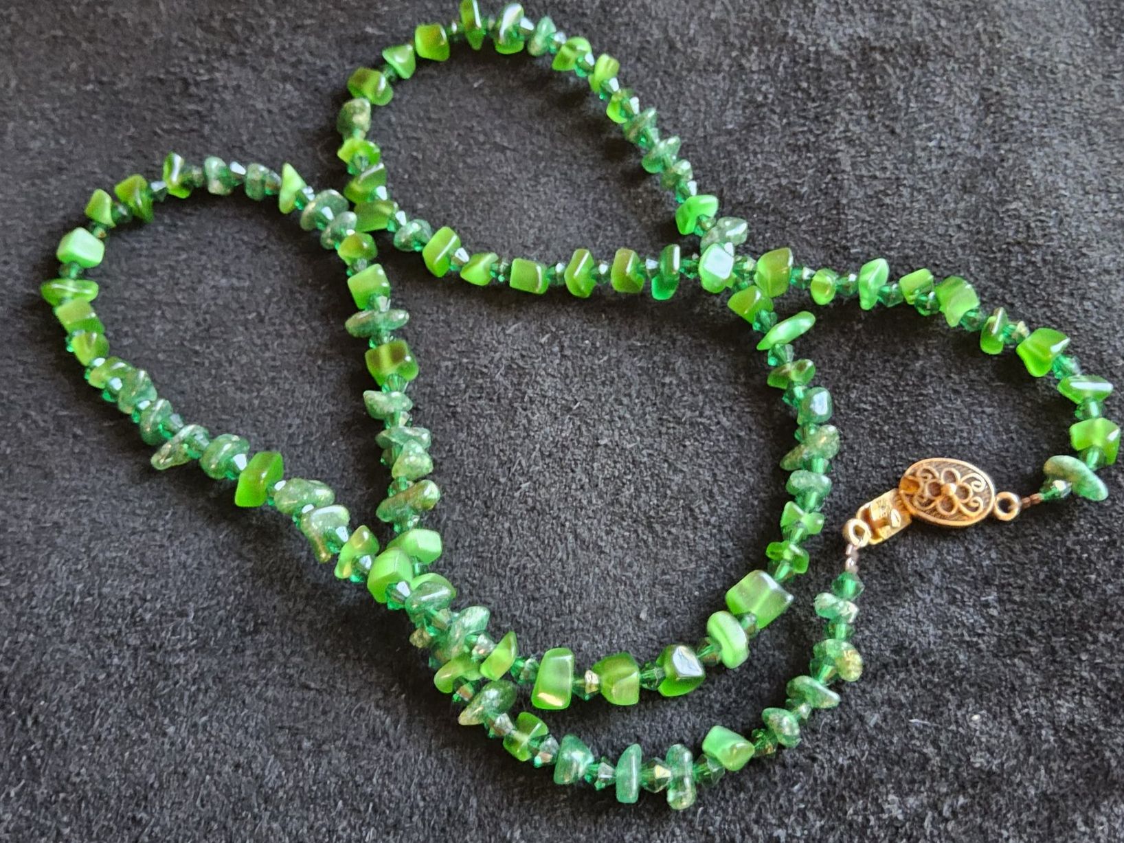 Catenine: Jadeite/Glas Collier Halskette mit Silber Verschluss – Usato da Zürich venduto da SciTec 1