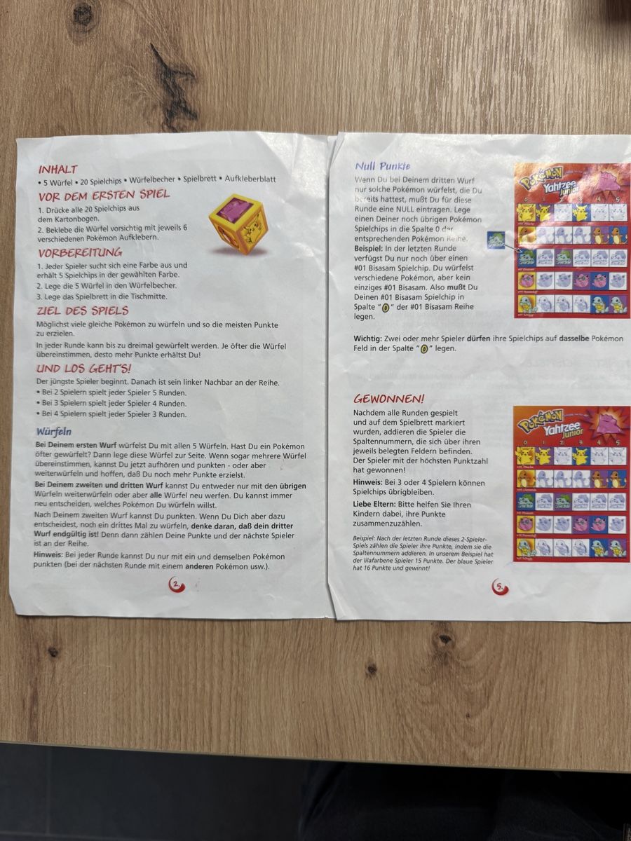 Giochi: Pokemon Yahtzee Junior - MB Spiel - Komplett! – Usato da Biberist venduto da etesummer 7
